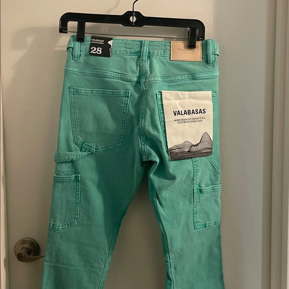 New Valabasas size 28 Revival Lt green wash cotton carpenter button fly Jean's - Picture 11 of 15